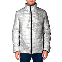 All White Maori Tribal Tattoo Personalised Padded Jacket Stone Gray Polynesian Style LT9 Men Gray - Polynesian Pride