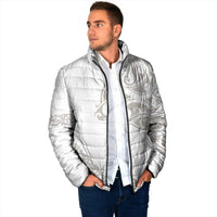All White Maori Tribal Tattoo Personalised Padded Jacket Stone Gray Polynesian Style LT9 - Polynesian Pride