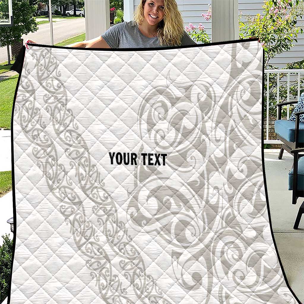 All White Maori Tribal Tattoo Personalised Quilt Stone Gray Polynesian Style LT9 Gray - Polynesian Pride
