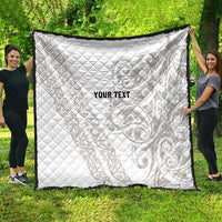 All White Maori Tribal Tattoo Personalised Quilt Stone Gray Polynesian Style LT9 - Polynesian Pride