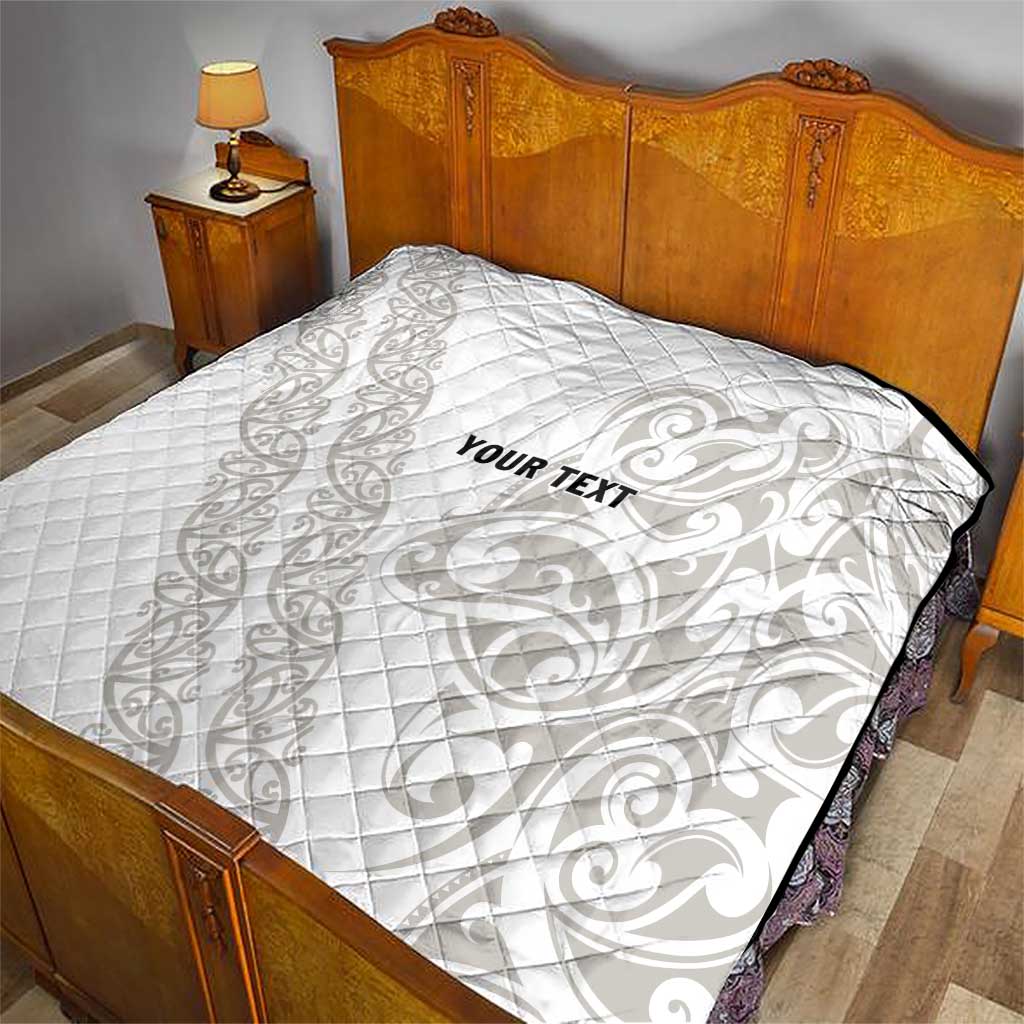 All White Maori Tribal Tattoo Personalised Quilt Stone Gray Polynesian Style LT9 - Polynesian Pride
