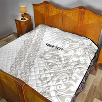 All White Maori Tribal Tattoo Personalised Quilt Stone Gray Polynesian Style LT9 - Polynesian Pride