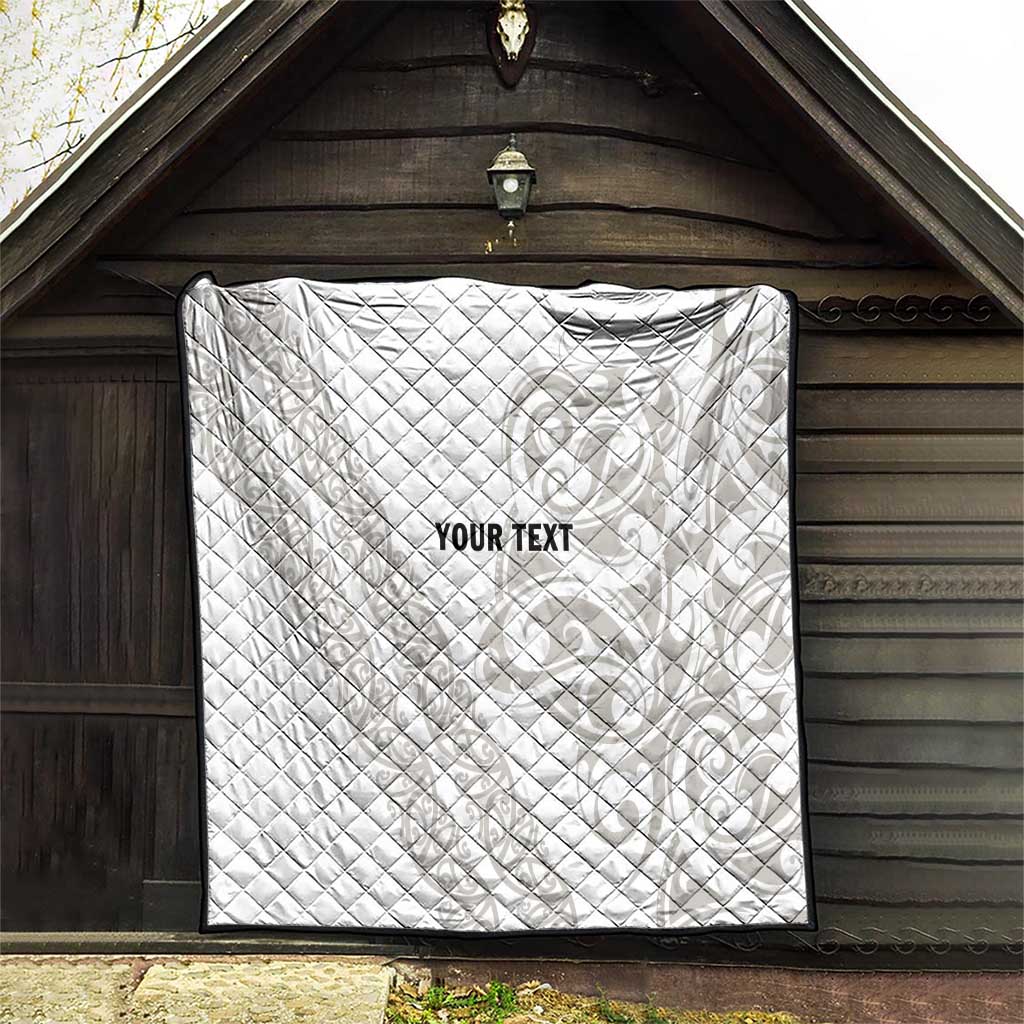 All White Maori Tribal Tattoo Personalised Quilt Stone Gray Polynesian Style LT9 - Polynesian Pride