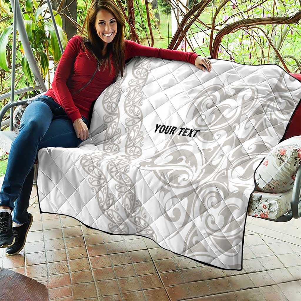 All White Maori Tribal Tattoo Personalised Quilt Stone Gray Polynesian Style LT9 - Polynesian Pride