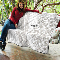 All White Maori Tribal Tattoo Personalised Quilt Stone Gray Polynesian Style LT9 - Polynesian Pride