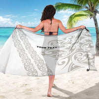 All White Maori Tribal Tattoo Personalised Sarong Stone Gray Polynesian Style LT9 - Polynesian Pride