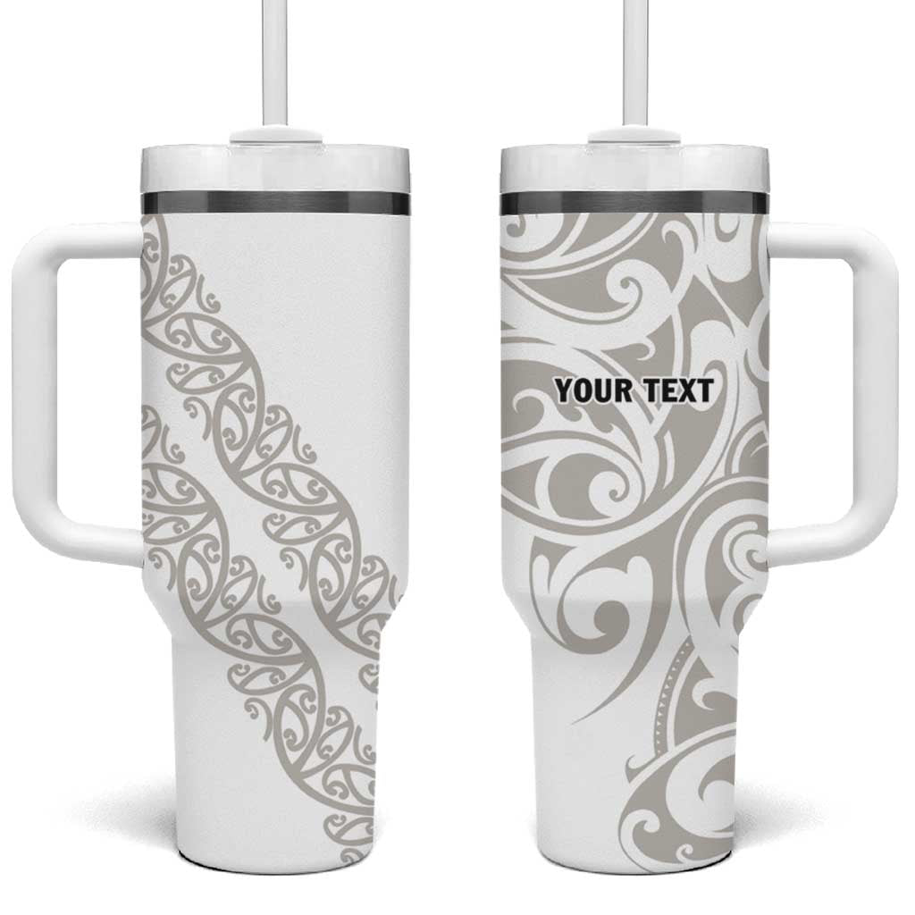All White Maori Tribal Tattoo Personalised Tumbler With Handle Stone Gray Polynesian Style LT9 One Size: 40 oz Gray - Polynesian Pride
