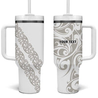 All White Maori Tribal Tattoo Personalised Tumbler With Handle Stone Gray Polynesian Style LT9 One Size: 40 oz Gray - Polynesian Pride