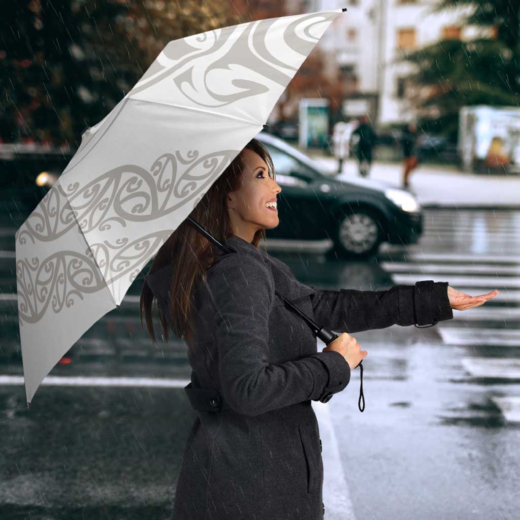 All White Maori Tribal Tattoo Personalised Umbrella Stone Gray Polynesian Style LT9 - Polynesian Pride
