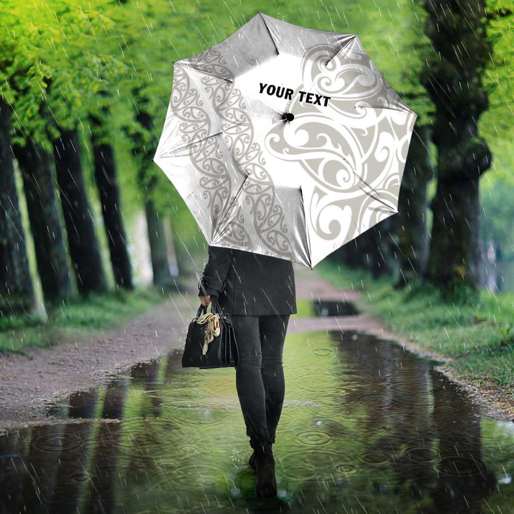 All White Maori Tribal Tattoo Personalised Umbrella Stone Gray Polynesian Style LT9 - Polynesian Pride