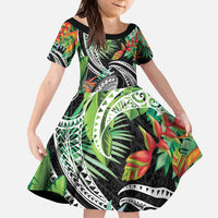Polynesian Pacific Rugby Tribal Kid Short Sleeve Dress Tropical Vibe LT9 KID Black - Polynesian Pride