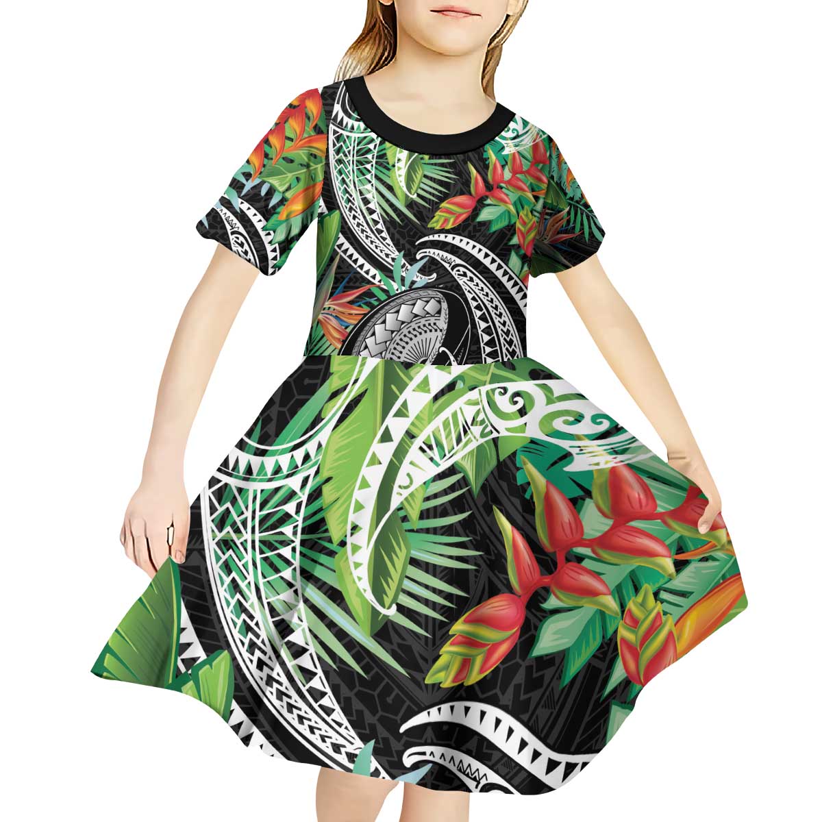 Polynesian Pacific Rugby Tribal Kid Short Sleeve Dress Tropical Vibe LT9 - Polynesian Pride