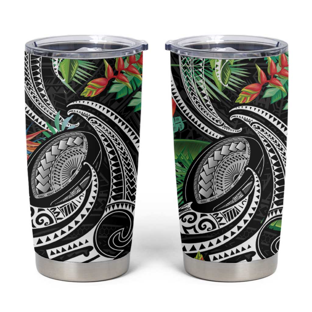 Polynesian Pacific Rugby Tribal Tumbler Cup Tropical Vibe LT9 Black - Polynesian Pride