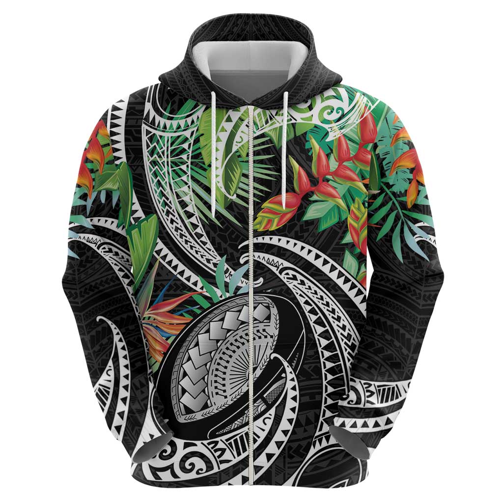 Polynesian Pacific Rugby Tribal Zip Hoodie Tropical Vibe LT9 - Polynesian Pride
