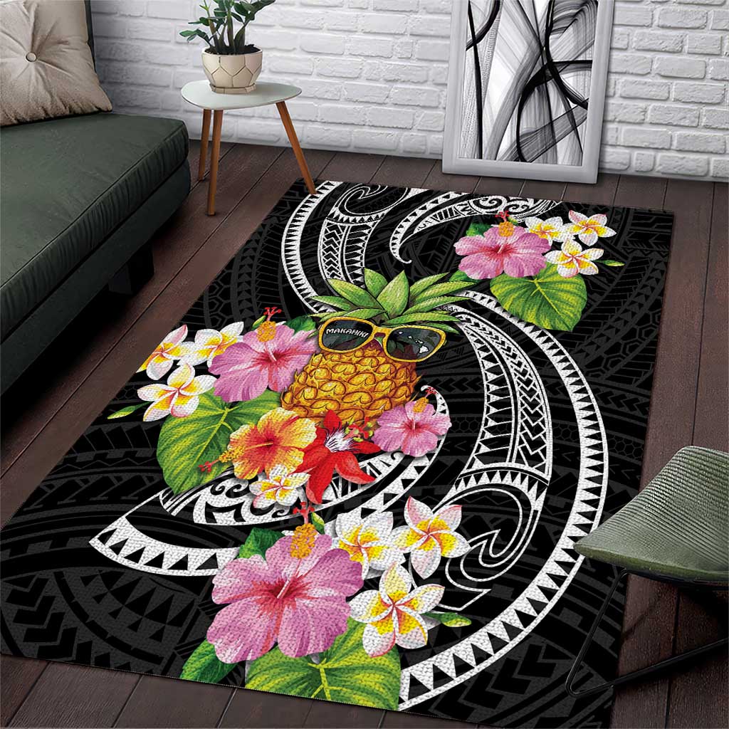 Hau'oli Makahiki Hou Area Rug Aloha Pineapple Tropical Vibe