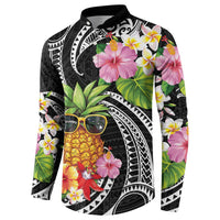 Hau'oli Makahiki Hou Button Sweatshirt Aloha Pineapple Tropical Vibe LT9 - Polynesian Pride