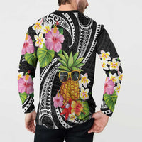 Hau'oli Makahiki Hou Button Sweatshirt Aloha Pineapple Tropical Vibe LT9 - Polynesian Pride