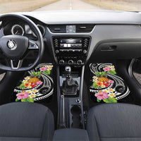 Hau'oli Makahiki Hou Car Mats Aloha Pineapple Tropical Vibe LT9 Set 2pcs - Front Black - Polynesian Pride