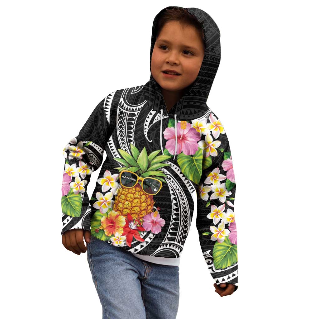 Hau'oli Makahiki Hou Kid Hoodie Aloha Pineapple Tropical Vibe LT9 - Polynesian Pride