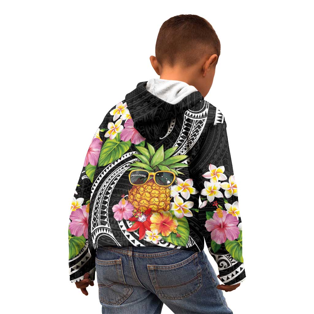 Hau'oli Makahiki Hou Kid Hoodie Aloha Pineapple Tropical Vibe LT9 - Polynesian Pride