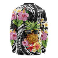 Hau'oli Makahiki Hou Long Sleeve Shirt Aloha Pineapple Tropical Vibe LT9 - Polynesian Pride