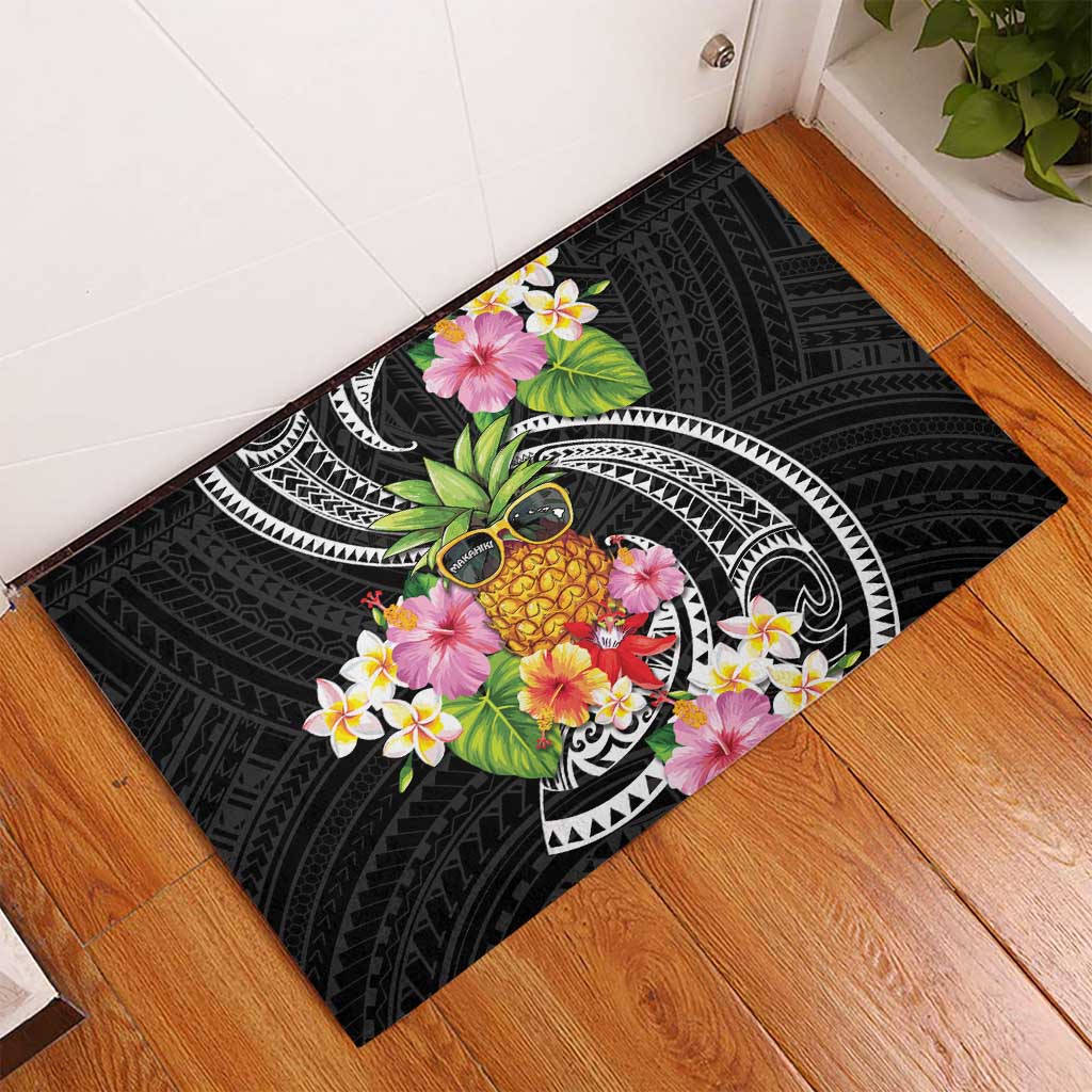 Hau'oli Makahiki Hou Rubber Doormat Aloha Pineapple Tropical Vibe LT9 - Polynesian Pride