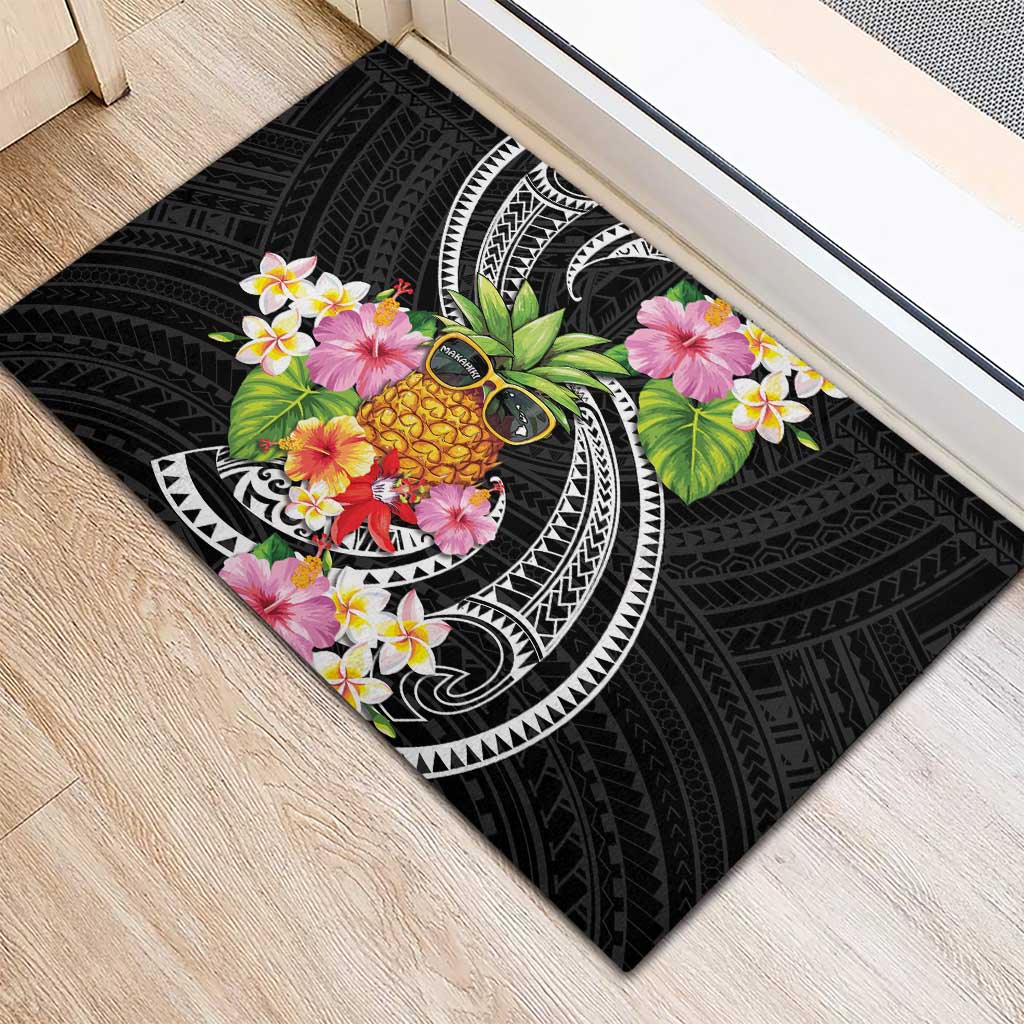 Hau'oli Makahiki Hou Rubber Doormat Aloha Pineapple Tropical Vibe LT9 - Polynesian Pride