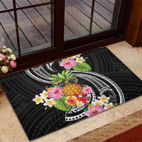 Hau'oli Makahiki Hou Rubber Doormat Aloha Pineapple Tropical Vibe LT9 - Polynesian Pride