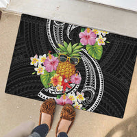 Hau'oli Makahiki Hou Rubber Doormat Aloha Pineapple Tropical Vibe LT9 - Polynesian Pride