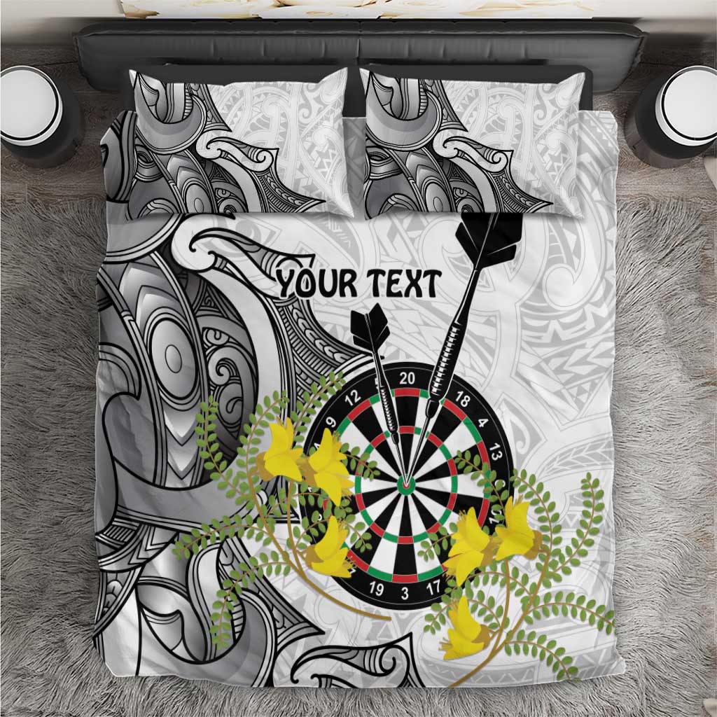 Personalised New Zealand Darts Bedding Set Kowhai Floral with Maori Tattoo LT9 Black - Polynesian Pride