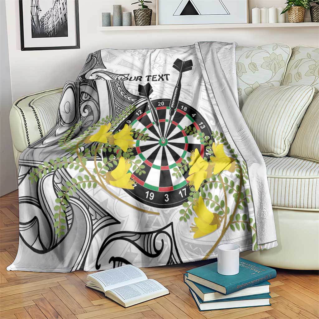 Personalised New Zealand Darts Blanket Kowhai Floral with Maori Tattoo LT9 Black - Polynesian Pride