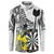 Personalised New Zealand Darts Button Sweatshirt Kowhai Floral with Maori Tattoo