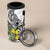 Personalised New Zealand Darts 4 in 1 Can Cooler Tumbler Kowhai Floral with Maori Tattoo