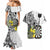 Personalised New Zealand Darts Couples Matching Mermaid Dress and Hawaiian Shirt Kowhai Floral with Maori Tattoo