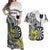 Personalised New Zealand Darts Couples Matching Off Shoulder Maxi Dress and Hawaiian Shirt Kowhai Floral with Maori Tattoo