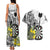 Personalised New Zealand Darts Couples Matching Tank Maxi Dress and Hawaiian Shirt Kowhai Floral with Maori Tattoo