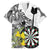 Personalised New Zealand Darts Family Matching Off The Shoulder Long Sleeve Dress and Hawaiian Shirt Kowhai Floral with Maori Tattoo