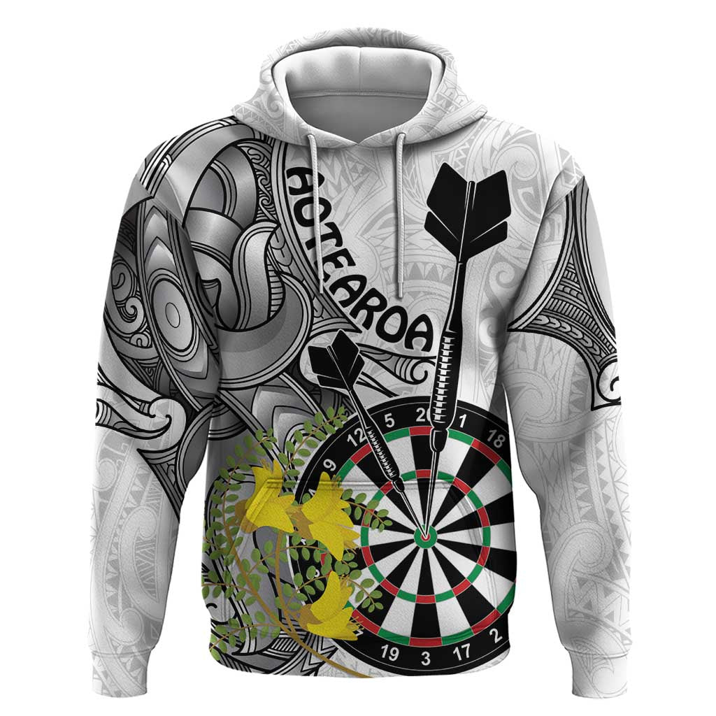 Personalised New Zealand Darts Hoodie Kowhai Floral with Maori Tattoo