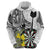 Personalised New Zealand Darts Hoodie Kowhai Floral with Maori Tattoo