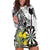 Personalised New Zealand Darts Hoodie Dress Kowhai Floral with Maori Tattoo