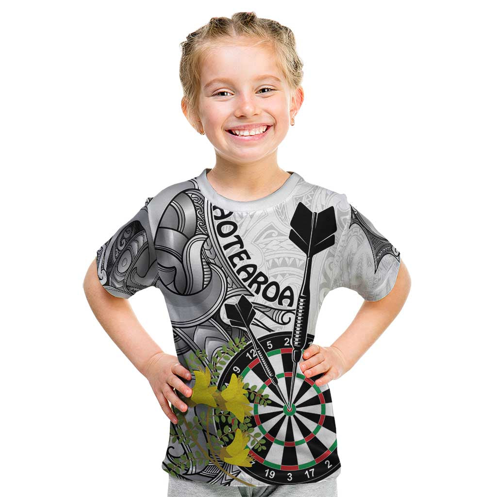 Personalised New Zealand Darts Kid T Shirt Kowhai Floral with Maori Tattoo