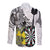 Personalised New Zealand Darts Long Sleeve Button Shirt Kowhai Floral with Maori Tattoo