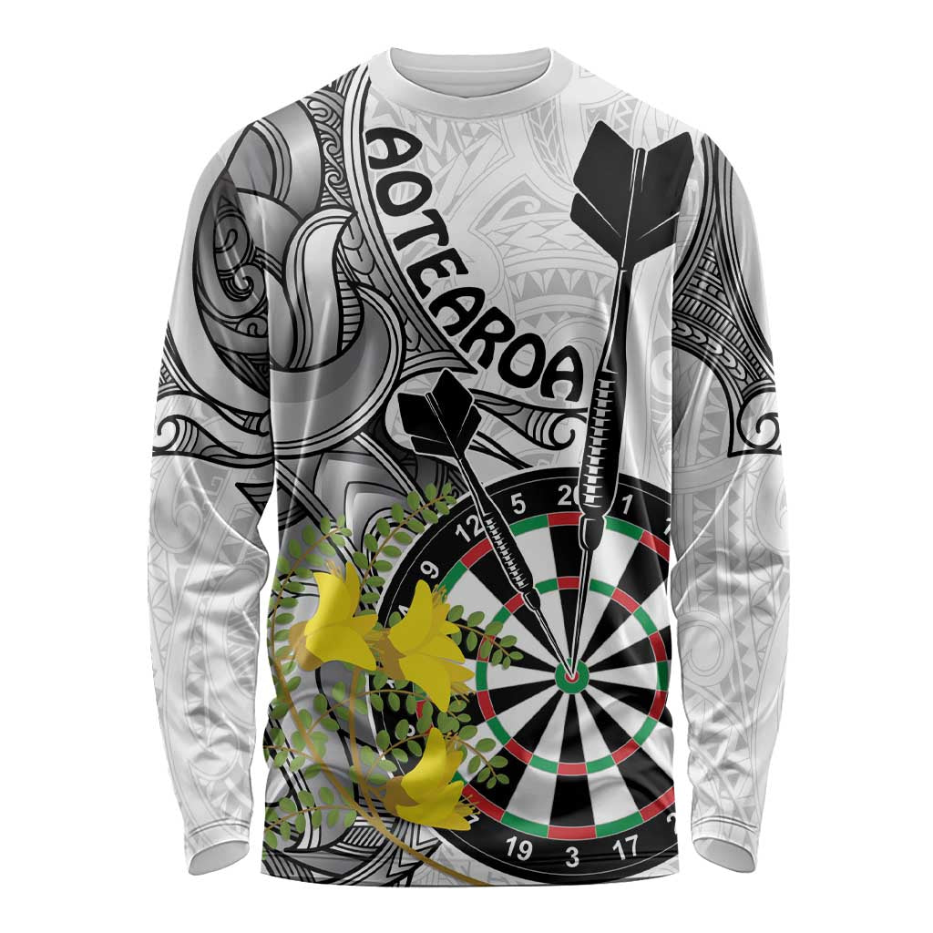 Personalised New Zealand Darts Long Sleeve Shirt Kowhai Floral with Maori Tattoo