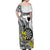 Personalised New Zealand Darts Off Shoulder Maxi Dress Kowhai Floral with Maori Tattoo