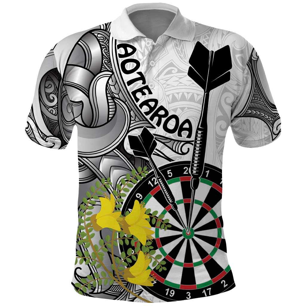 Personalised New Zealand Darts Polo Shirt Kowhai Floral with Maori Tattoo