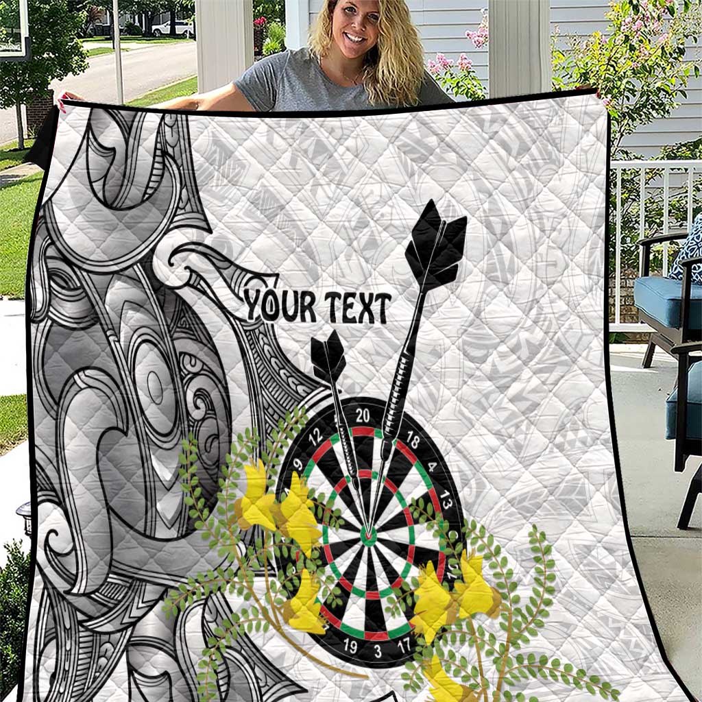 Personalised New Zealand Darts Quilt Kowhai Floral with Maori Tattoo