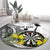 Personalised New Zealand Darts Round Carpet Kowhai Floral with Maori Tattoo