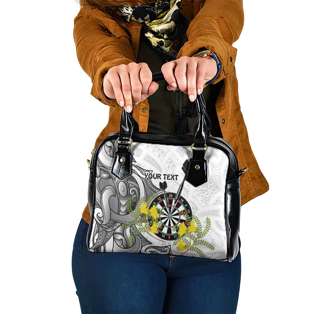 Personalised New Zealand Darts Shoulder Handbag Kowhai Floral with Maori Tattoo