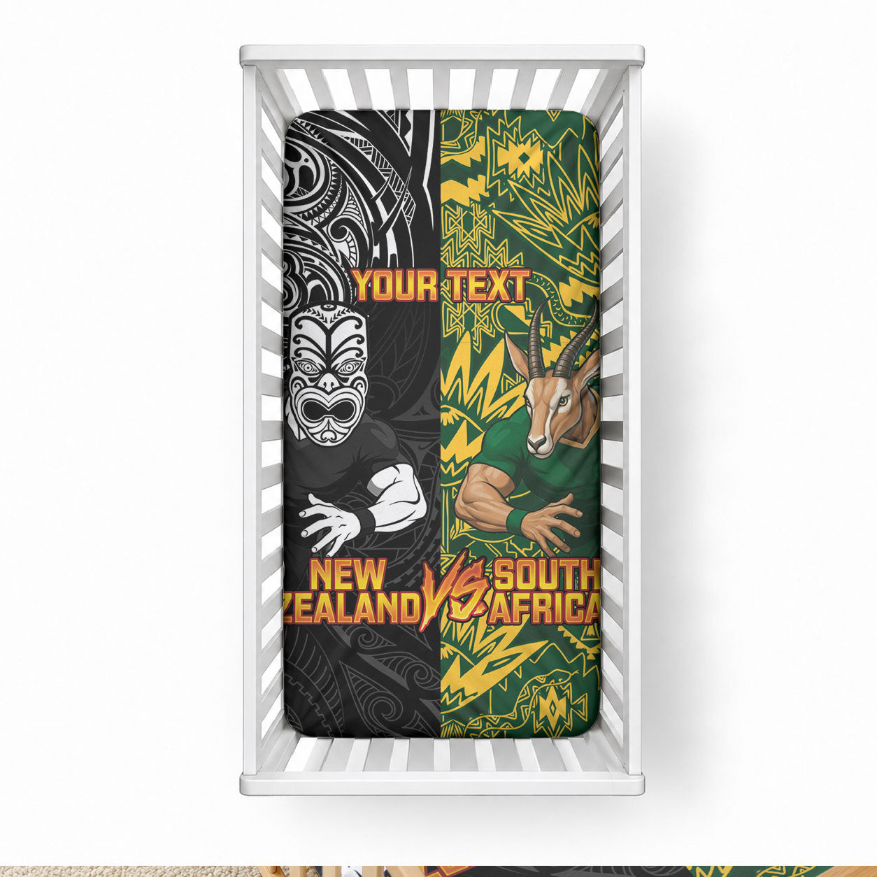 Custom New Zealand vs South Africa Baby Bed Cover Rugby Rivalry Two Nations One Battle LT9 28 × 52 in Multicolor - Polynesian Pride
