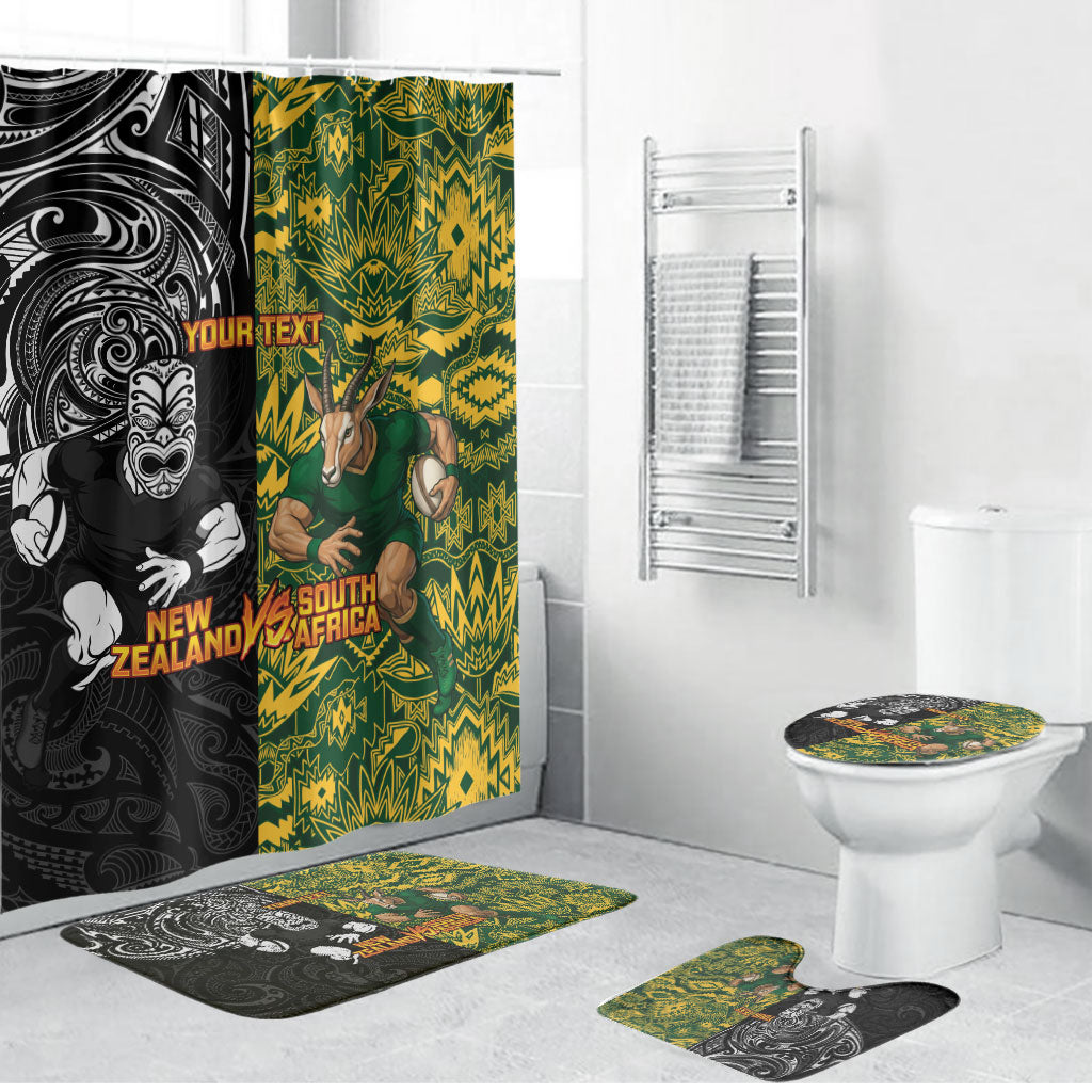 Custom New Zealand vs South Africa Bathroom Set Rugby Rivalry Two Nations One Battle LT9 Bathroom Set (4 pcs) Multicolor - Polynesian Pride